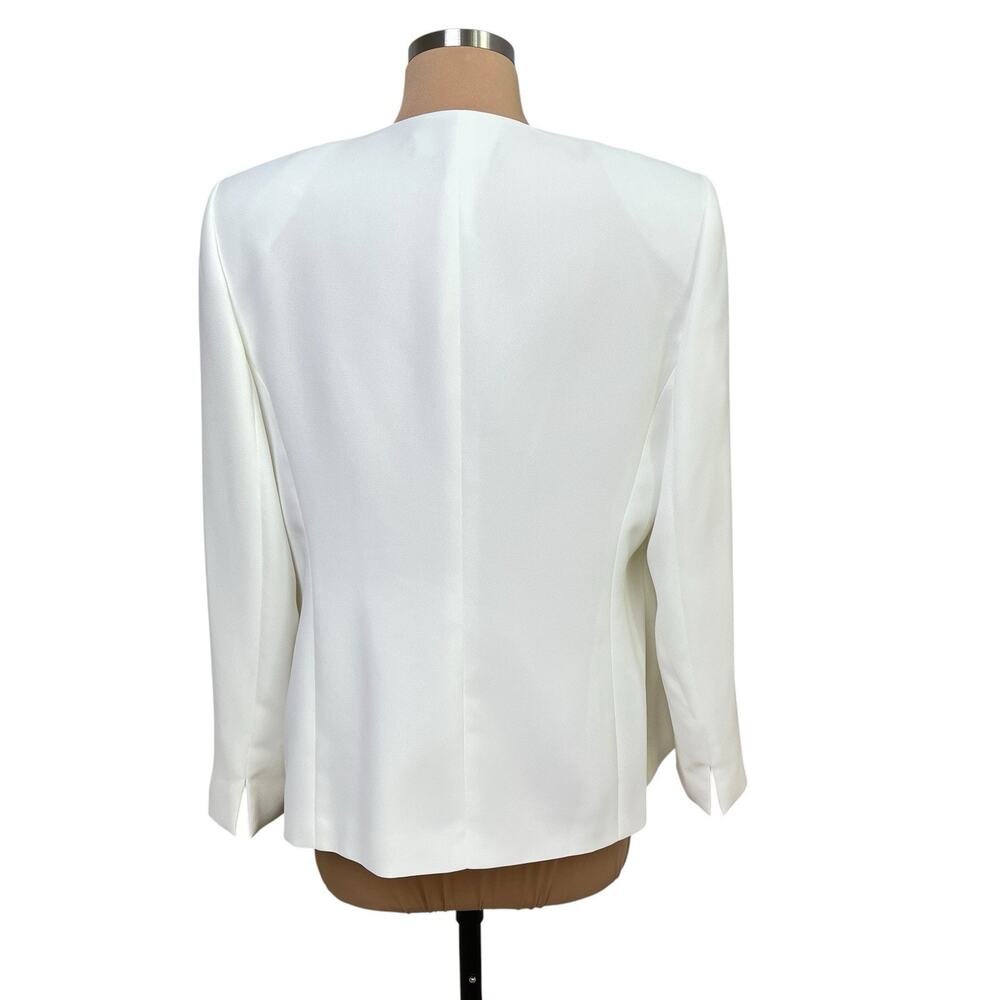 Kasper Womens Pant Suit 12/12P White Lined Open Jacket Trousers Coastal Wedding - Picture 4 of 16